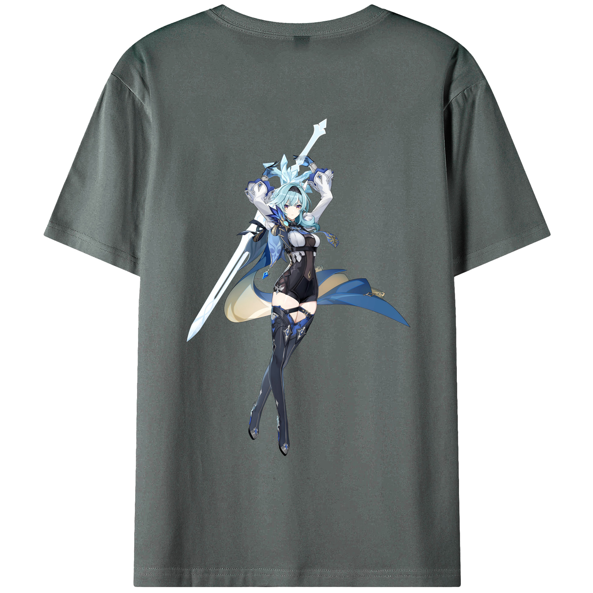 げんし神 优菈 ゆうら genshin Yūra 綿100％ メンズ半袖Tシャツ（バックプリント） 通気性